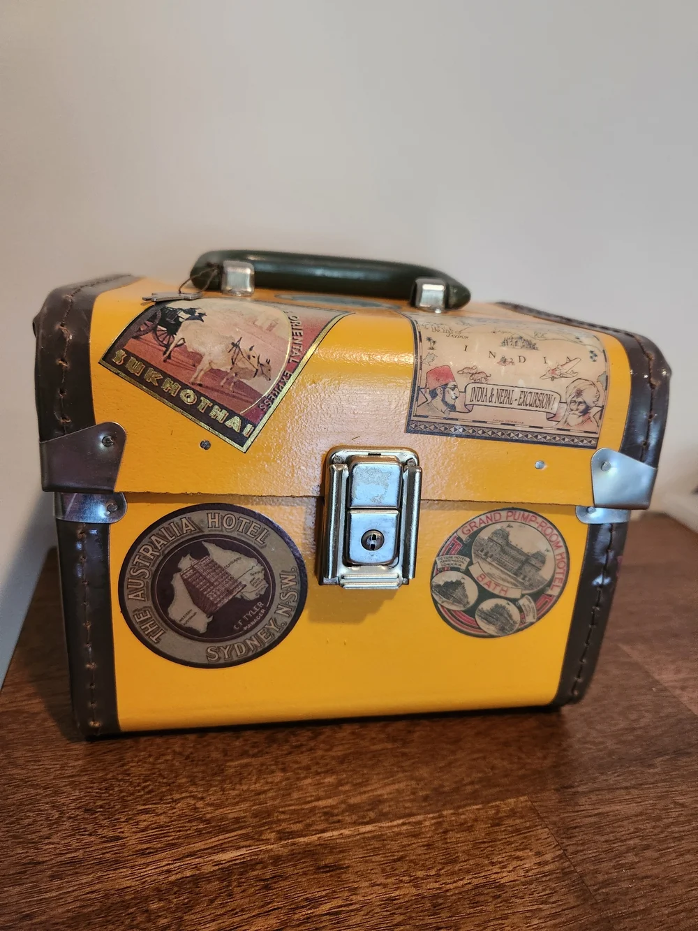 Vintage Yellow/Brown/Green Storage/ Decor